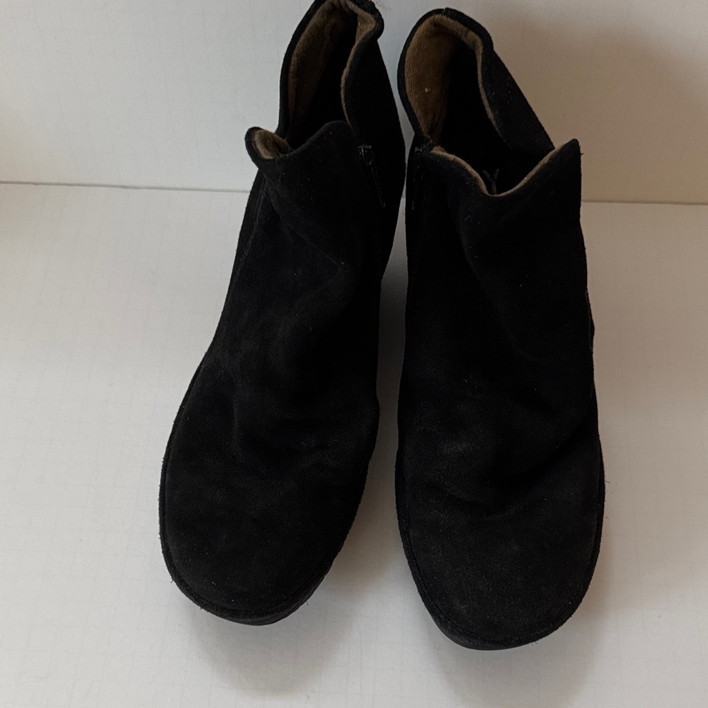 Fly London Black Suede Wedge Ankle Boots